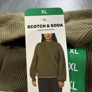 Scotch & Soda Green Knit Pink Trim Oversized XL NWT